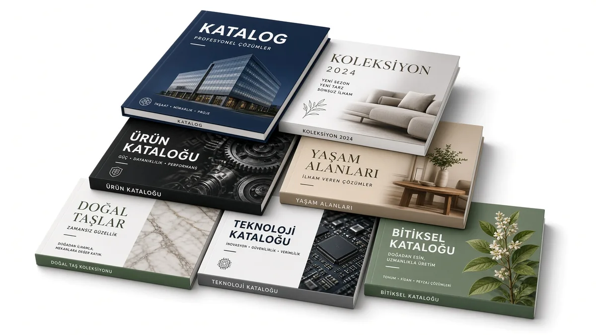 Dijital katalog ve e-katalog örnekleri — tablet, telefon ve masaüstü görünümleri